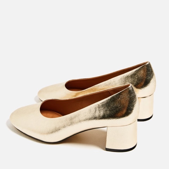 ZARA GOLD METALLIC BLOCK HEELS BRAND NEW WITH TAGS US 6.5 EUR 37 - Picture 3 of 5